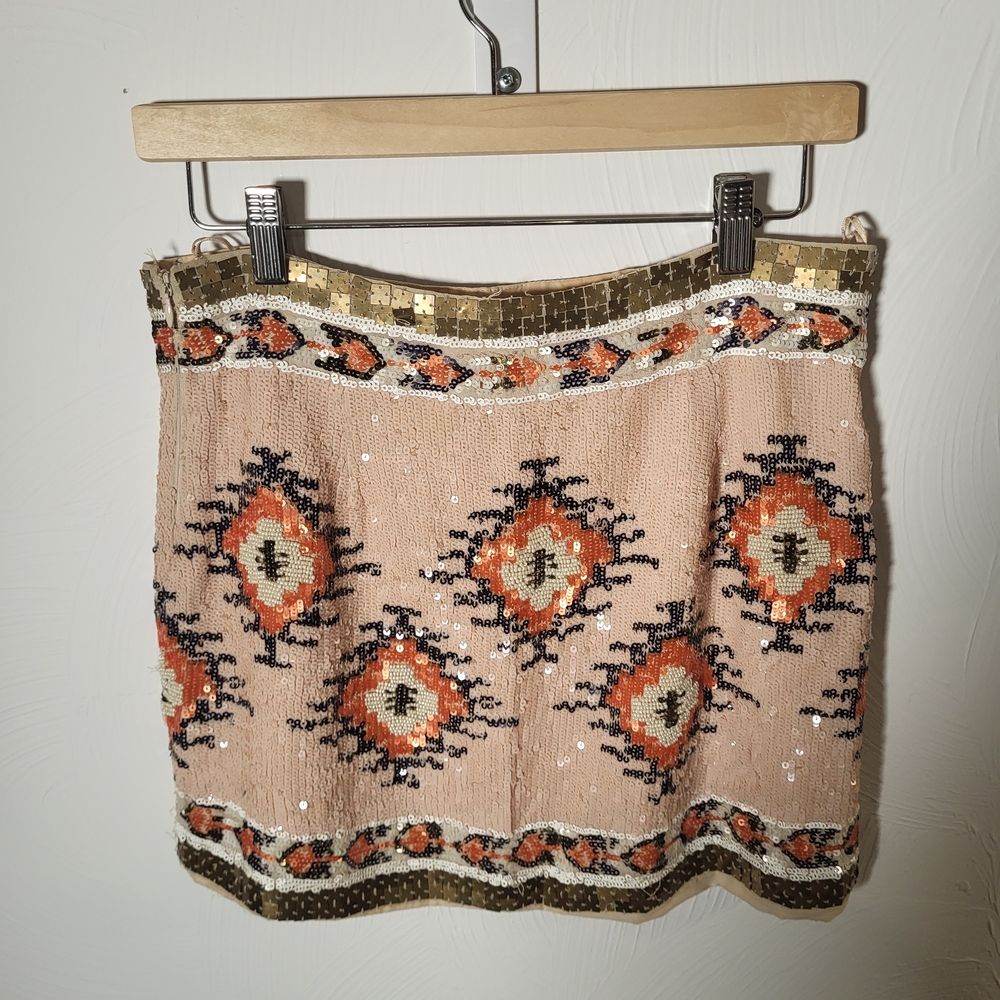 Embroidered Sequin Mini Skirt - Picture 4 of 5